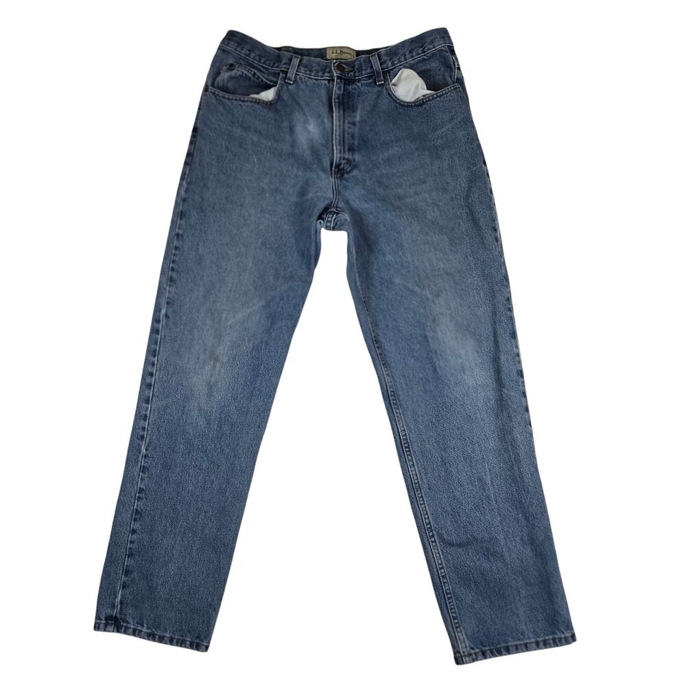L.L. Bean Natural Fit Medium Wash Jeans Mens Straight Leg Denim 36x32 0701